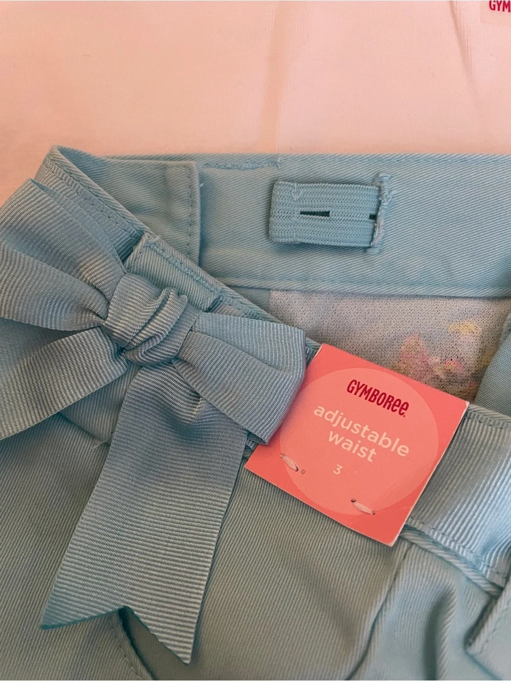 NWT Gymboree Butterfly ruffle sleeve Tee & Aqua Embroidered Shorts 2pcs Set 3T